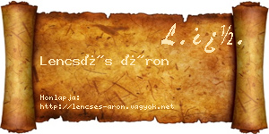 Lencsés Áron névjegykártya